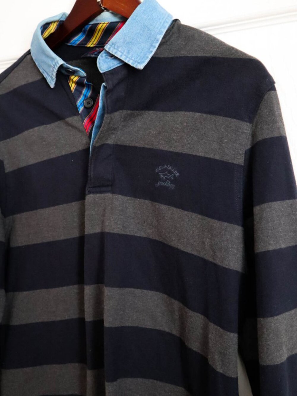 Paul & Shark Yachting Rugby Polo Shirt Long Sleeve Italy 100% Cotton Sz M Preppy - Picture 5 of 8